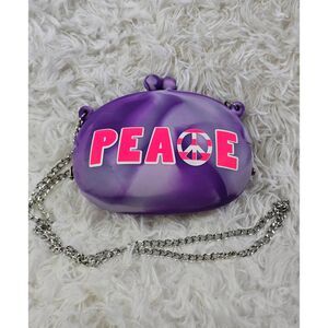 Purple Clutch-Style Peace Mini Crossbody Bag